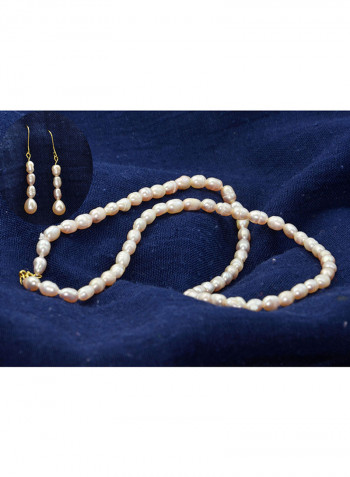 10 Karat Gold With Pearls Strand Jewellery Set