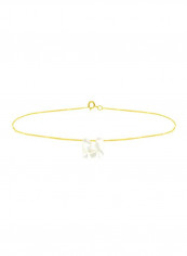 18 Karat Gold Pearl Studded Letter M Chain Bracelet