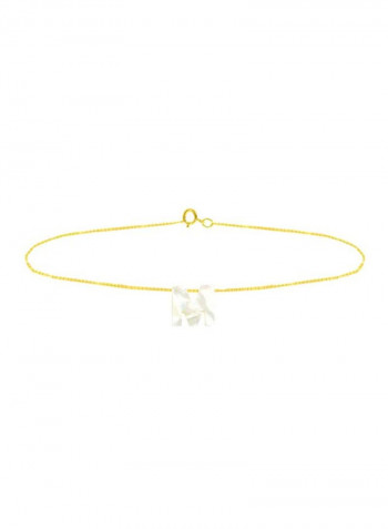 18 Karat Gold Pearl Studded Letter M Chain Bracelet