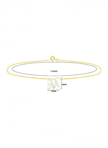 18 Karat Gold Pearl Studded Letter M Chain Bracelet