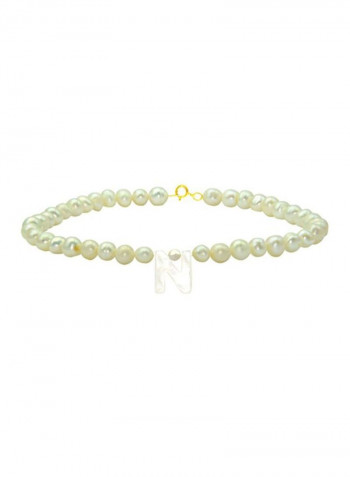 18 Karat Gold With Pearls Letter N Luxury Pet Collar Bracelet