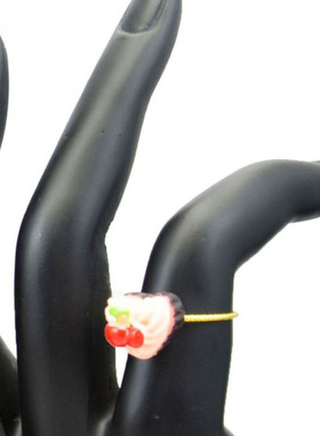 18 Karat Solid Gold Heart Shape Cupcake Cherry Ring