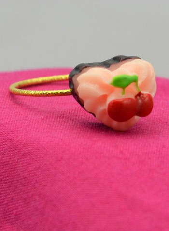 18 Karat Solid Gold Heart Shape Cupcake Cherry Ring