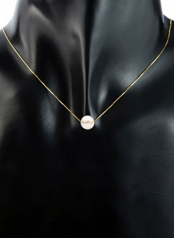 18 Karat Solid Gold With 8 mm Pearl Pendant Necklace
