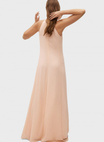 Binding Detail Halter Neck Dress Pink