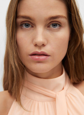Binding Detail Halter Neck Dress Pink
