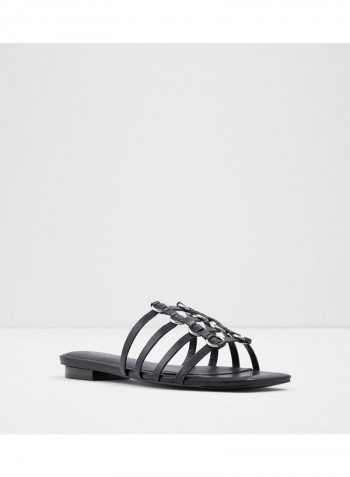 Oculla Open Toe Flat Sandals Black