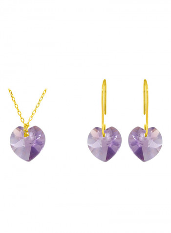 10 Karat Solid Yellow Gold 7 mm Amethyst Jewellery Set