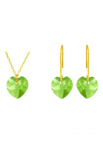 10 Karat Solid Yellow Gold 7 mm Peridot Jewellery Set
