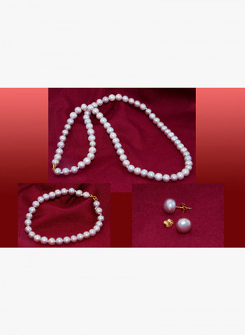 10K Gold Pearl Strand Jewellery Set