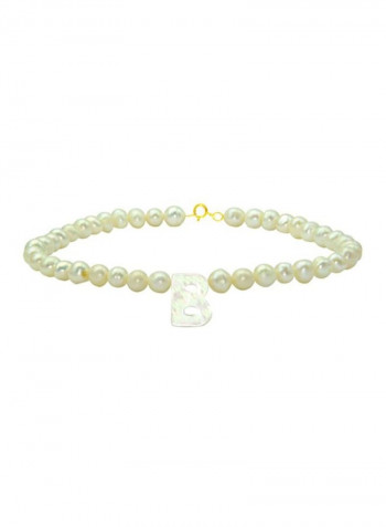 18 Karat Gold With Pearls Letter B Luxury Pet Collar Bracelet
