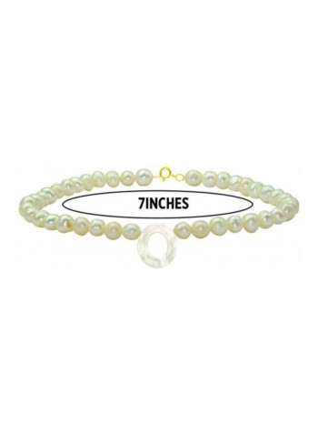 18 Karat Gold With Pearls Letter O Bracelet