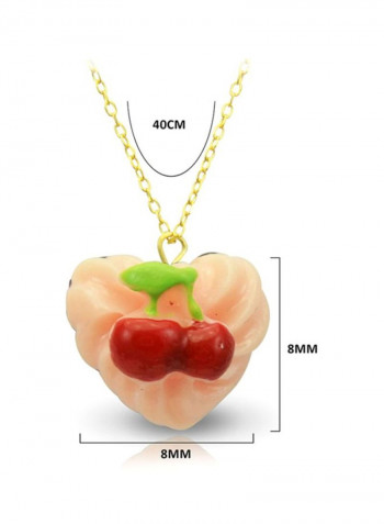18K Gold Heart Shape Cupcake Cherry Pendant Necklace