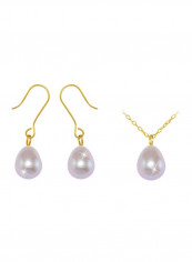 3-Piece 10 Karat Gold Pearl Studded Jewellery Set