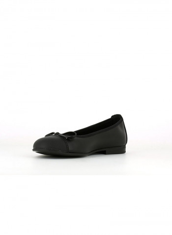 Bow Embellished Leather Ballerinas Black