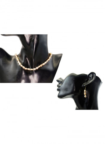 10 Karat Gold With Pearls Strand Jewellery Set