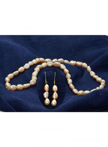 10 Karat Gold With Pearls Strand Jewellery Set