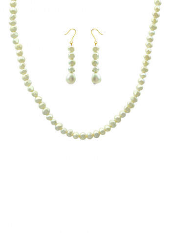 10 Karat Gold With Pearls Strand Jewellery Set
