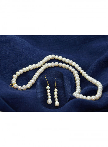 10 Karat Gold With Pearls Strand Jewellery Set