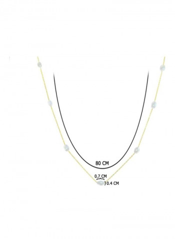 10K Gold Pearls Opera Necklace