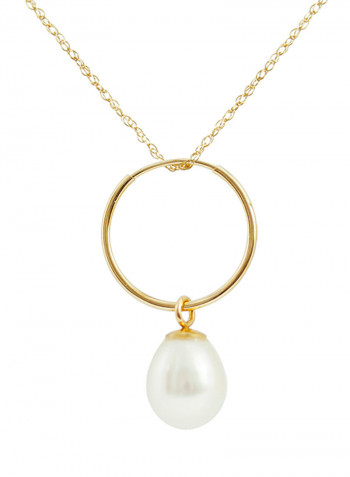 14K Solid Gold Clasic Hanging Freshwater Pearl Jewlery Set