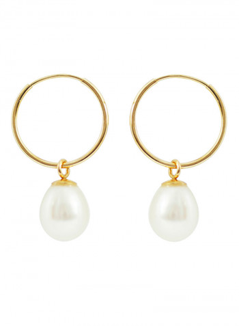 14K Solid Gold Clasic Hanging Freshwater Pearl Jewlery Set