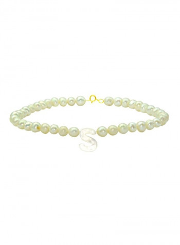 18 Karat Gold Letter S Pet Collar Bracelet With Pearls