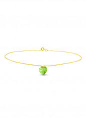 18 Karat Solid Yellow Gold 7 mm Peridot Chain Bracelet