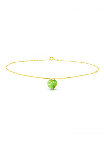 18 Karat Solid Yellow Gold 7 mm Peridot Chain Bracelet