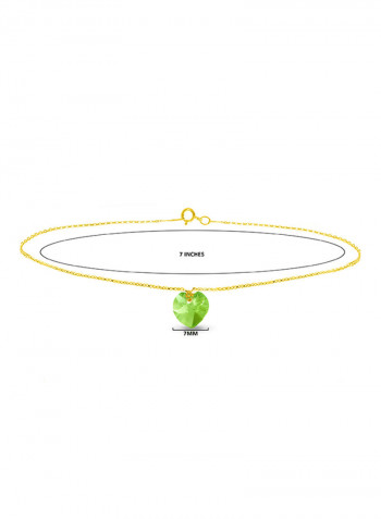 18 Karat Solid Yellow Gold 7 mm Peridot Chain Bracelet
