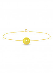 18 Karat Solid Yellow Gold With 8 mm Pearl Chain Bracelet
