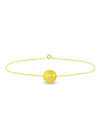 18 Karat Solid Yellow Gold With 8 mm Pearl Chain Bracelet