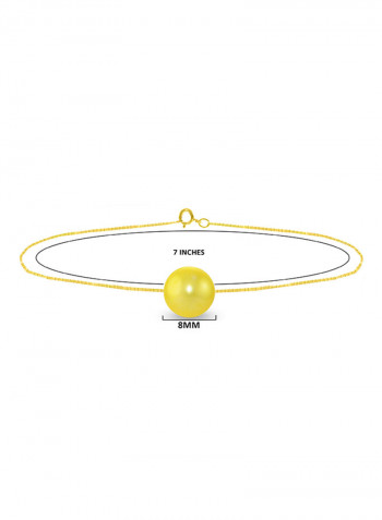 18 Karat Solid Yellow Gold With 8 mm Pearl Chain Bracelet