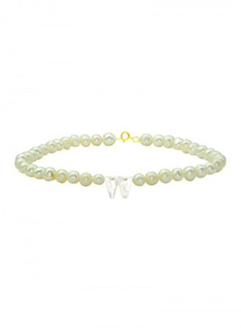 18 Karat Gold Pearl Beaded Letter W Bracelet