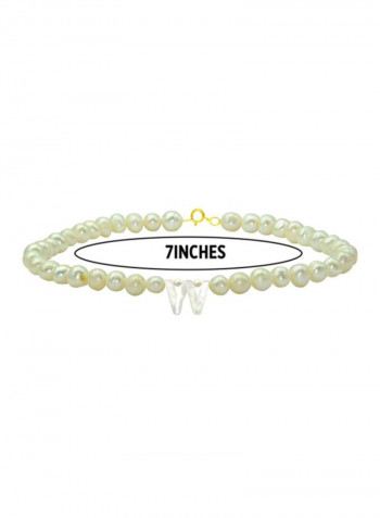 18 Karat Gold Pearl Beaded Letter W Bracelet