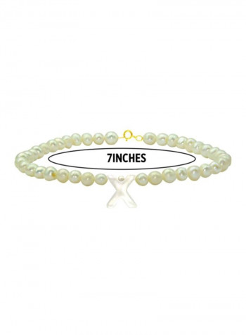 18 Karat Gold Pearl Beaded Letter X Bracelet