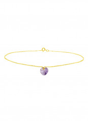 18 Karat Solid Yellow Gold 7 mm Amethyst Chain Bracelet