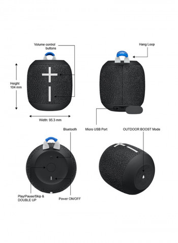 Wonderboom 2 Portable Wireless Bluetooth Speaker Deep Space Black