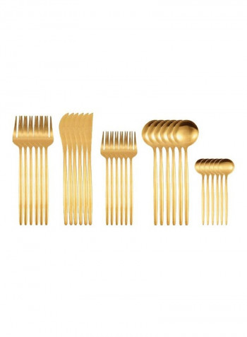 30-Piece Stainless Steel Cutlery Set Gold