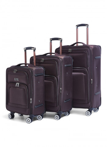 Softside 3 Piece Luggage Trolley Set brown