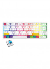 Wired And Bluetooth Dual Mode Mechanical Gaming Keyboard 14.3x5.3x1.4inch White/Red/Green
