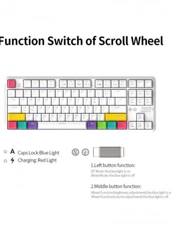 Wired And Bluetooth Dual Mode Mechanical Gaming Keyboard 14.3x5.3x1.4inch White/Red/Green