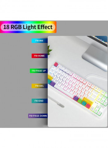 Wired And Bluetooth Dual Mode Mechanical Gaming Keyboard 14.3x5.3x1.4inch White/Red/Green