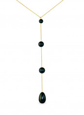 18 Karat Gold Gradual Built-in With Drop Pearl Lariat Necklace