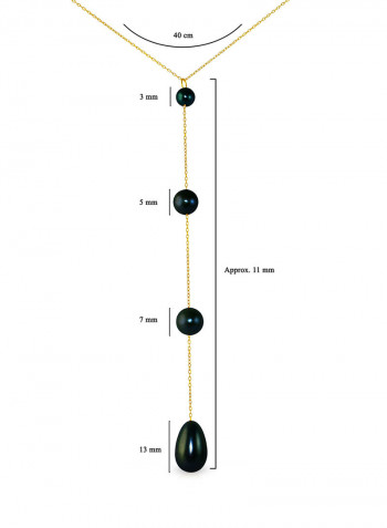 18 Karat Gold Gradual Built-in With Drop Pearl Lariat Necklace
