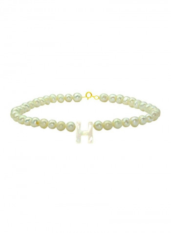 18 Karat Gold Pearl Studded Letter H Bracelet