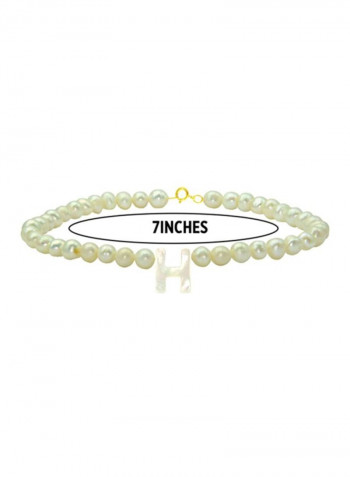 18 Karat Gold Pearl Studded Letter H Bracelet