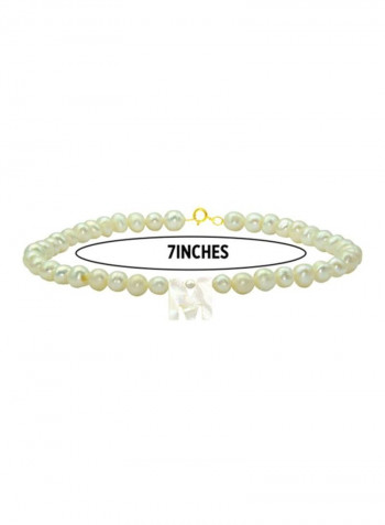 18 Karat Gold Pearls Letter M Bracelet