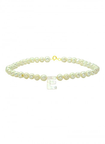 18 Karat Gold With Pearls Letter E Bracelet