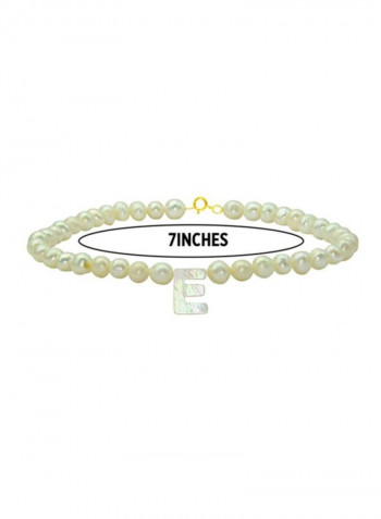 18 Karat Gold With Pearls Letter E Bracelet